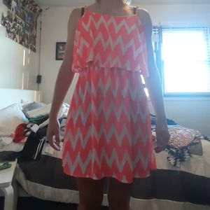 Pink and white patterned dress